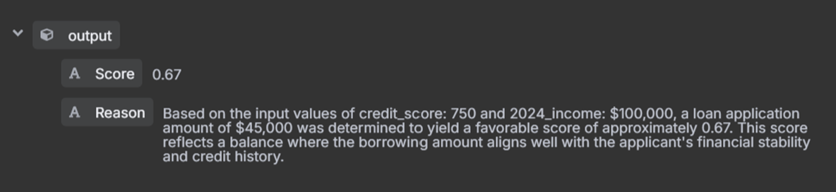 Final output of the scoring agent